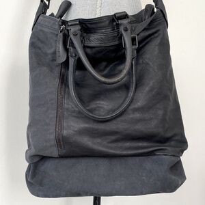 Rare VTG Diesel Dark Gray Leather and Canvas Large Bag Mixed Media Urban Street